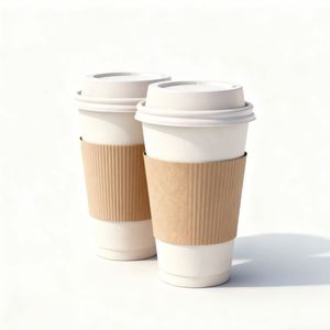 Gobelets à café en papier kraft à double paroi blancs jetables de 8 oz, 10 oz, 12 oz, 16 oz avec couvercle, impression personnalisée pour thé chaud, vente en gros - Product Image 3