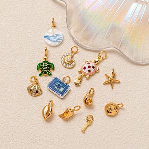 Ciondolo in lega di mare oceano animale tartaruga stella marina conchiglia elementi conchiglia - Product Image 3