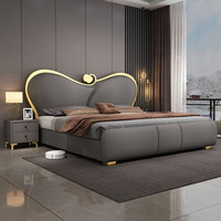 Lit Double Luxueux et Créatif, Moderne et Simple, Cadre de Lit en Bois Massif, Lit King Size, Lit Queen Haut de Gamme, Ensemble de Meubles de Chambre à Coucher