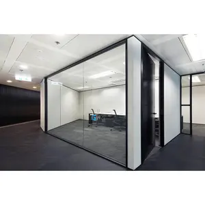 Soundproof Frameless Glass Partition Curved Office Glass Full Height Partition Wall With Transparent Glass