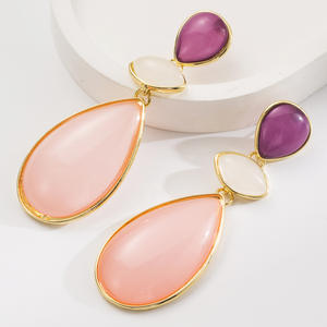 أقراط طويلة جديدة من الراتنج الهندسي للنساء قلادة صدفة شبكية للأحلام أقراط عالية الجودة - Product Image 3