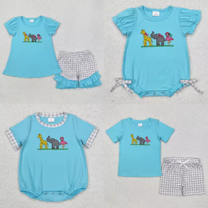 Ropa de Boutique con Bordado de Animales, Jirafa, Elefante, Flamenco, Ropa a Juego para Bebés Niñas - Product Image 6