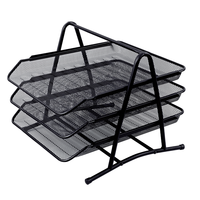 Organizador de Archivos de Escritorio Metálico Negro de 3 Niveles con Bandejas Deslizantes, Organizador de Papel para Oficina, Bandeja para Documentos