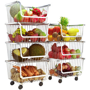 Cestas de almacenamiento de frutas y verduras multifuncionales, cestas de acero inoxidable 304 superpuestas para <span class=keywords><strong>Cocina</strong></span> - Product Image 1