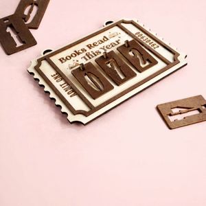 Panneau suspendu en bois rustique pour comptoir de bibliothèque, avec inscription « Livres lus cette année », décoration littéraire unique pour bureau et bibliothèque - Product Image 3