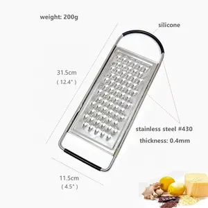 Premium Stainless Steel Flat Grater with Anti-slip Soft Grip Handle for Cheese,Chocolate,Ginger,Garlic,Nutmeg,Salt Grater