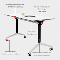 Table de conférence pliable mobile pour la formation, avec pieds en métal et roulettes