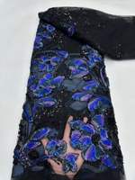NI.AI Tulle en filet de couleur vin rouge avec perles argentées, dentelle brodée à la main de luxe haut de gamme avec sequins, pour robe de mariée et de soirée