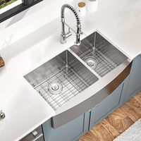Meilleure vente évier de cuisine éviers de ferme tablier de calibre 16 double cuvette avec séparateur évier de cuisine de style ferme