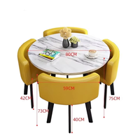 Ensemble de table à manger ronde de luxe au design moderne, très vendu, avec 4 chaises en métal, bois MDF, pour salon, restaurant, bar, bureau