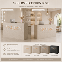 Comptoir de réception moderne blanc pour salon de beauté, comptoir d'accueil personnalisé avec logo, table de réception pour spa et hôtel, achat de mobilier tout-en-un