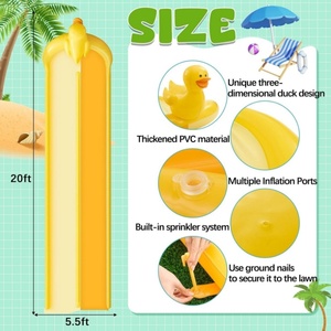 PVC Inflatable Duck Water <b>Slide</b> 610*168 CM with Two Skate Board for Kids Summer Outdoor Lawn Playing Water Fun - Product Image 2