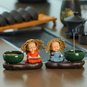 Incenso In ceramica incenso piccolo monaco per la casa decorazione per la casa porta incenso buddista incenso uso nell'arredamento della casa da tè dell'ufficio - Product Image 1