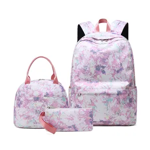 Wholesale Fashion Large Capacity High quality Girl Pink Back To School Backpack Bag 3 in 1 Set