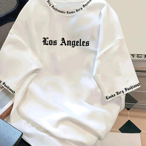 เสื้อยืดโอเวอร์ไซส์ผู้ชาย ผ้าเจอร์ซีย์คอตตอน 100% ลายพิมพ์ ระบายอากาศได้ดี แขนสั้น สวมใส่สบายๆ ในฤดูร้อน ปี 2025 - Product Image 3