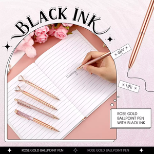 Bolígrafos de Oro Rosa 2025 con Purpurina Líquida, Cristal Metálico, Diamante, Tinta Negra, Regalos para Bodas - Product Image 4