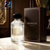 Bouteille de parfum en verre cannelé rond vide de 100 ml en gros, flacon diffuseur d'arômes de luxe côtelé avec pompe pulvérisatrice