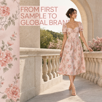 Vestido Midi Floral Rosa Vintage con Escote Corazón, Mangas Abullonadas y Lazo Delantero, Vestido de Verano Fluido, Color OEM ODM para Mujer, Vestido de Vacaciones