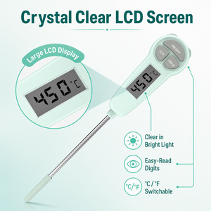 Thermomètre alimentaire numérique à lecture instantanée, sonde en acier inoxydable 304, thermomètre <span class=keywords><strong>de</strong></span> cuisson pour viande, pour la cuisson au four et la grillade, commutateur C/F - Product Image 6
