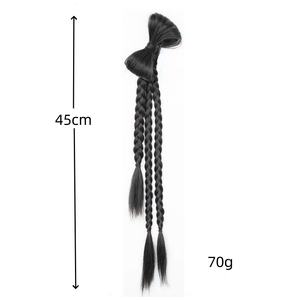 <span class=keywords><strong>Trenzas</strong></span> de pelo falso para mujer, nudo de mariposa atado largo, cola doble, picante, fresco, dulce chica, trenza torcida, Bóxer, trenza larga - Product Image 5