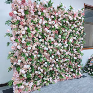 Custom 8*8 ft muro <span class=keywords><strong>di</strong></span> fiori roll up <span class=keywords><strong>di</strong></span> seta artificiale rosa verde fiori appesi sfondo della parete per la festa <span class=keywords><strong>di</strong></span> nozze - Product Image 3