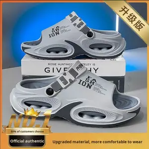 Sandales d'été pour hommes à enfiler, semelle épaisse, amorties, antidérapantes, respirantes, imperméables, pour l'extérieur et la plage, en EVA, couleurs mélangées, tendance jeune - Product Image 5