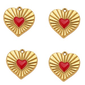 Colgante de Corazón con Diseño Retro de Rayos de Sol, en Acero Inoxidable Electrochapado, Estilo Europeo Americano, de Lujo Ligero y Moda - Product Image 5