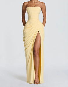 Vestido de Fiesta Largo Elegante y Sexy con Abertura y Hombros Descubiertos, Cintura Fruncida, Estilo Bodycon para Mujer, Ideal para Fiestas y Clubes, Colección 2026 - Product Image 2