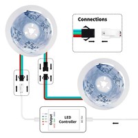 Bande LED RVBIC 5V WS2812B 30 LED/m, adressable individuellement, à changement de couleur, avec télécommande pour la maison, la salle de jeux et l'aménagement paysager