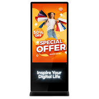 Kiosco de Señalización Digital LCD AIYOS de 43 y 55 Pulgadas FHD o 4K con Logotipo Iluminado, Contenido Inteligente con IA, Pantalla Táctil y Gestión Remota