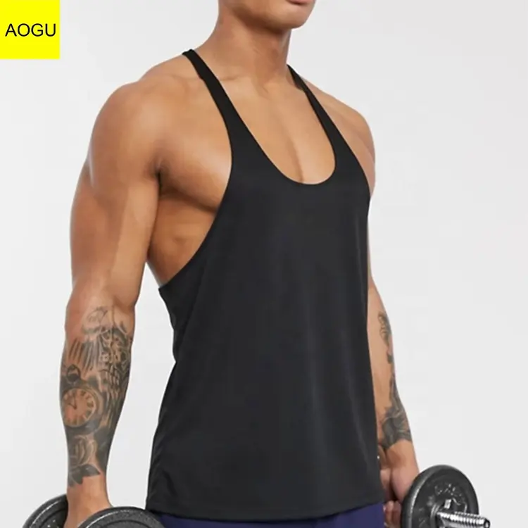 थोक रिक्त स्नायु स्ट्रिंगर कपास ड्रॉप Armhole खेल Mens Singlets जिम वास्कट में सबसे ऊपर