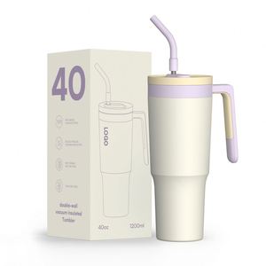 Gourde isotherme de sport et de voyage en acier inoxydable de 40 oz avec poignée, couvercle anti-fuite et paille anti-déversement, maintien thermique 24-36 heures - Product Image 1
