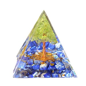 <b>Crystal</b> <b>Tree</b> Pyramid Resin Epoxy Home Decoration Ornament 5cm Olive Blue Gold - Product Image 5