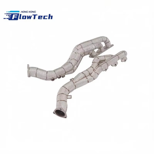 ท่อร่วมไอเสีย FlowTech SS304 แบบตรง พร้อมแผ่นกันความร้อน สำหรับ Audi A6 A7 S4 S5 C7 C7.5 3.0T - Product Image 1
