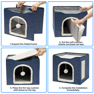 Cube Cute Faltbarer tragbarer Stoff <span class=keywords><strong>Cat</strong></span> Scratcher House Großhandel Indoor Multifunktion ales Haustier bett für Kleintiere - Product Image 4