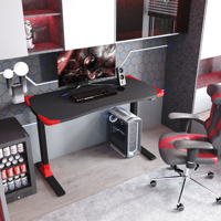 Bureau d'ordinateur de jeu électrique moderne à hauteur réglable à un moteur avec surface en texture fibre de carbone Loctek GET119E