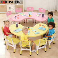 Ensembles de tables et chaises en plastique modernes pour enfants, pour garderie, crèche, école maternelle, utilisation en extérieur, mobilier scolaire
