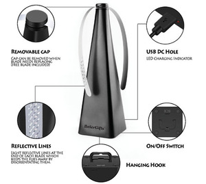 Ventilateur portable intelligent OEM ODM rechargeable par USB, répulsif électronique anti-mouches, piège à mouches, effaroucheur de mouches, intérieur/extérieur - Product Image 3