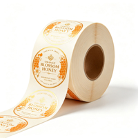 Étiquette personnalisée ronde en feuille d'or avec motif de fleurs d'oranger, autocollant adhésif pour l'emballage des pots de miel