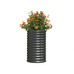 Jardinera de acero con recubrimiento en polvo color antracita de 15.7x15.7x26.8 pulgadas para macetas, estilo rústico - Product Image 1