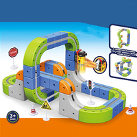 Jouets de voitures sur rail magnétique, circuit de course flexible pour enfants et tout-petits, ensemble de pistes à assembler soi-même, ensembles de trains électriques magnétiques