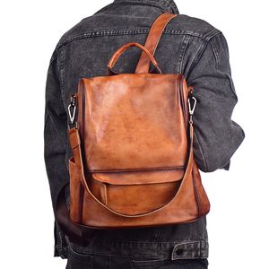 Sac à dos Ando vintage en cuir de vache véritable pour femme, sac à bandoulière convertible, sac de voyage, sac à dos de jour - Product Image 4