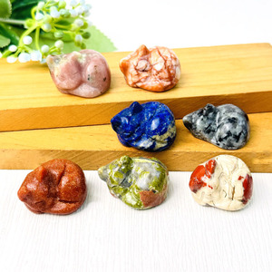Wholesale Handmade <strong>Red</strong> Jasper Xiuyan <strong>Jade</strong> Crystal <strong>Stone</strong> Mix Materials Sleeping Cats for Decor - Product Image 2