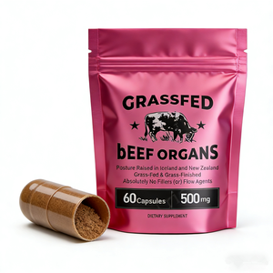 OEM Vrouwelijke 3000MG Grasgevoederde Rundvlees Hartcapsules Lever Grasgevoederde Milt Nier Hart Eierstok Baarmoeder Organen 180 Capsules - Product Image 1