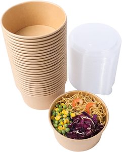 Custom round disposable restaurant catering packaging box biodegradable kraft paper takeaway food container for fast food