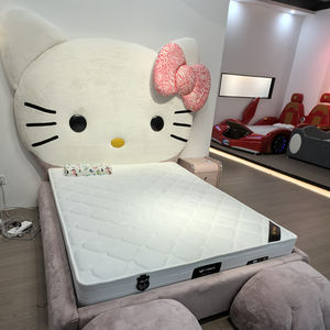 Letto Morbido Moderno Multicolore per Bambini in Legno con Rivestimento in Vera Pelle, Poggiapiedi, Luci e Design Hello Kitty per <span class=keywords><strong>Bambina</strong></span> - Product Image 2