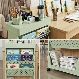 Multi-Layer <b>Storage</b> Rack with Wheels Wall-Mounted Kids <b>Storage</b> <b>Cabinet</b> for Home Use - Product Image 4