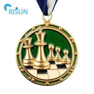 Nhà Sản Xuất Chất Lượng Tùy Chỉnh 3D Antique Vàng Bạc Bronze <span class=keywords><strong>Checkers</strong></span> Champion Cờ Vua Huy Chương - Product Image 2