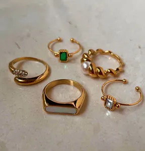 Minimalist Jewelry bijoux femme 18k gold accessory bijoux plaqu or Hypoallergenic Rings stainless steel jewelry for women