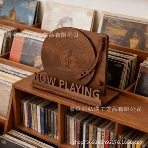 Estante de madera para discos de vinilo, soporte de escritorio para discos, estante para fonógrafos, estante para revistas - Product Image 1